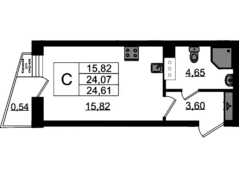 Квартира студия 24.61 м², 10/11 эт., ЖК «VEREN NORT Сертолово»